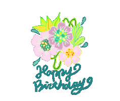 Birthday Flowers Sticker