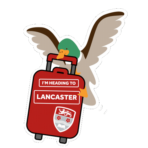 Flyingduckpullingalancastersuitcase Sticker by Lancaster University