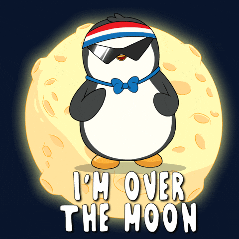 Happy To The Moon GIF by Pudgy Penguins by pudgypenguins
