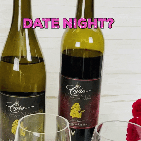 LeahVanDale wine drinks date roses GIF