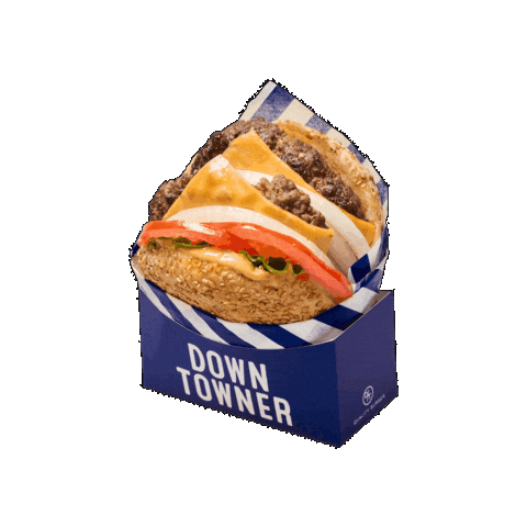 Burger Cheeseburger Sticker by DOWNTOWNER