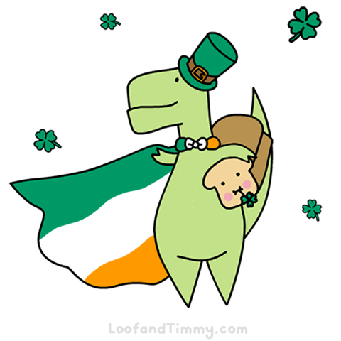 St Patricks Day Dinosaur GIF by Loof and Timmy
