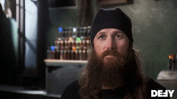 Reality TV gif. Jase Robertson from Duck Dynasty is being interviewed and he looks serious as he says, "Crazy."