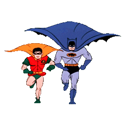 batman and robin running Sticker