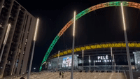 Wembley Stadium Arch Lit in Brazil's Colors
