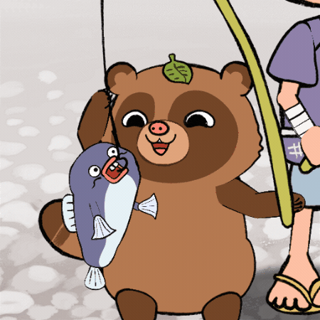 Fishing Tanuki GIF