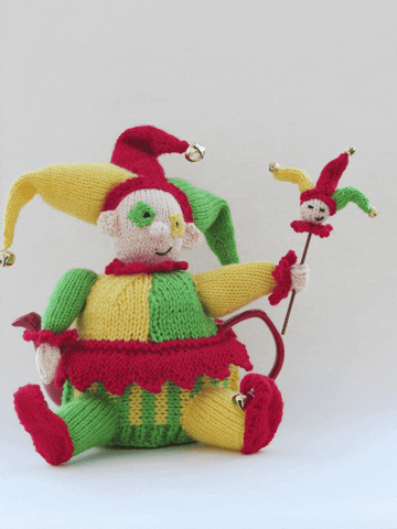 TeaCosyFolk clown knitting fool jester GIF