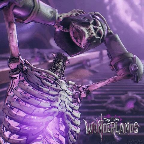 PlayWonderlands spooky skull fantasy skeleton GIF