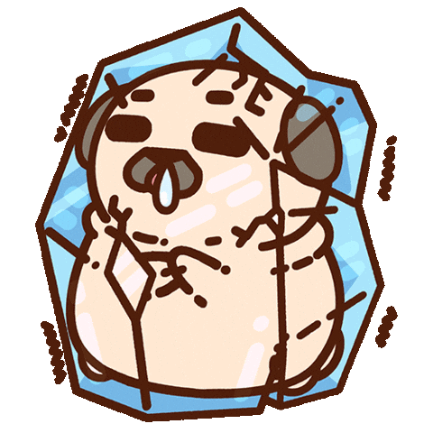 Shaking Ice Cold Sticker by Puglie Pug
