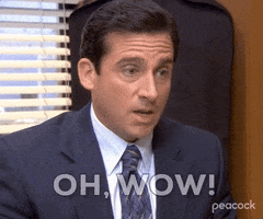 The Office gif. Steve Carell as Michael Scott bulges his eyes as he says, "Oh, wow," emphatically.