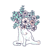 Cat Flowers Sticker by Surmont Lii