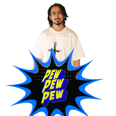 Happy Pew Pew Sticker by Adnaan Shaikh