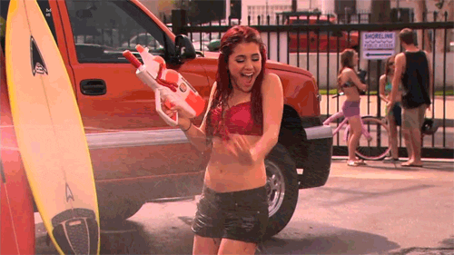 ariana grande water gun GIF