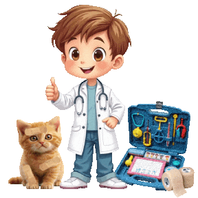 Boys Girls Sick Kitten Sticker