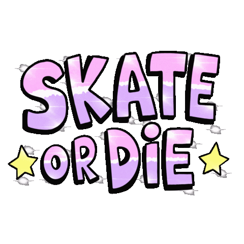 Skate Or Die Skateboarding Sticker by On Planet Weird