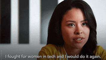 TV gif. Cierra Ramirez as Mariana in The Fosters says with sincere determination, “I fought for women in tech and I would do it again.”