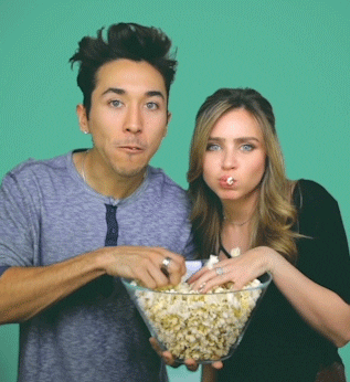 Image result for friends eating popcorn gif