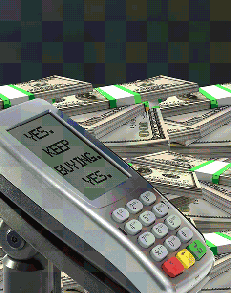 Jacqueline Jing Lin glitch money shopping swipe GIF