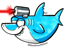 Laser Shark Sticker by QuickDrawMcDrew
