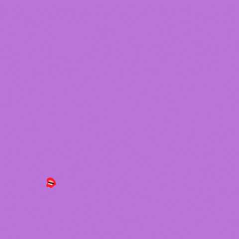 Digital art gif. Red pair of lips appears, speaking against a light purple background. A yellow speech bubble extends from the lips, reading, “Break the silence. End domestic violence!”