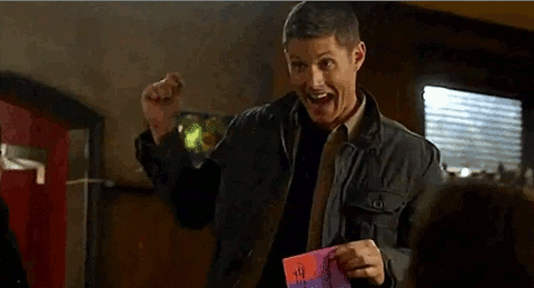 Image result for dean winchester happy gif