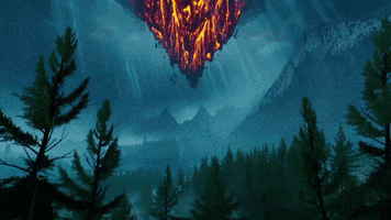 GiantSquidStudios forest landscape volcano misty GIF