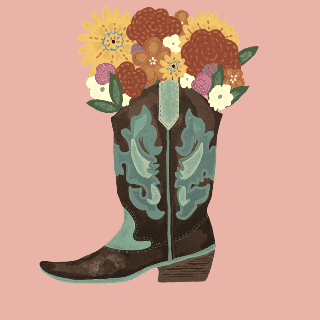 daisylemonart dance flowers cowgirl boot GIF