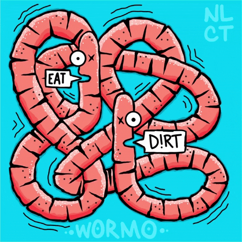 WORMO worm hotdog tangled dirt GIF