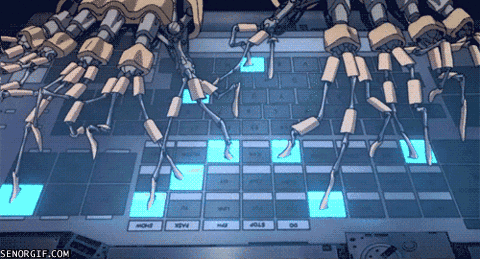 raccourcis mac : image d'illustration tirée de l'anime Ghost in the Shell où des doigts robotiques se séparent en une multitude de doigts mécaniques encore plus fins afin de taper sur un grand nombre de touches de clavier de manière simultanée.