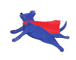 saddoganddrcat dog flying cape superdog Sticker