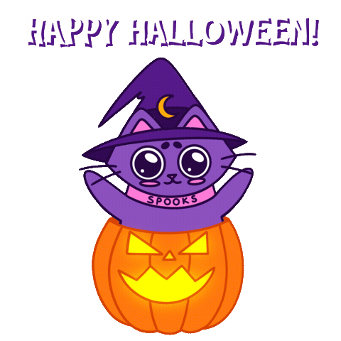 Greeting Trick Or Treat Sticker by Spooks the Cat