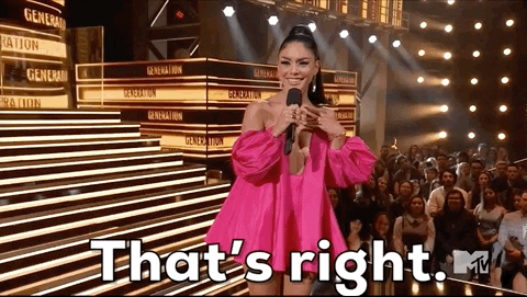 Vanessa Hudgens Thats Right GIF by MTV Movie & TV Awards - Find & Share on GIPHY