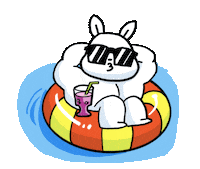Dyungj muscle rest characters swimming pool Sticker