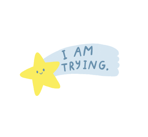 Sticker GIF representing relentless trying with upbeat energy