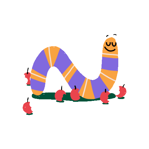 Hungry Worm Sticker by Matilde Horta