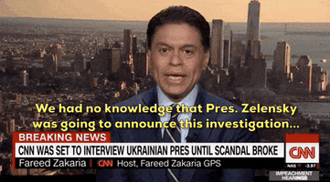 news cnn fareed zakaria we had no knowledge that pres zelensky was going to announce this investigation GIF