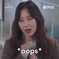 TV gif. In a scene from You Are My Spring, Hyeon-Jin Seo as Kang Da Jeong slowly and awkwardly looks at the floor like she's just said the wrong thing. Text, "Oops."