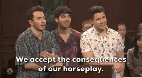 jonas brothers horseplay GIF by Saturday Night Live