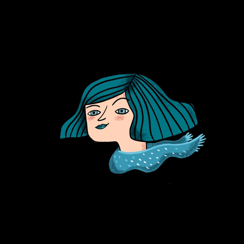 annagrimalillustration blue woman lady windy GIF
