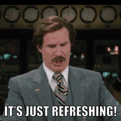 will ferrell, anchorman, refreshing, ron burgundy GIF