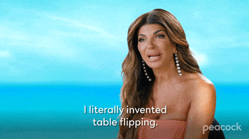 Real Housewives Table Flip GIF by PeacockTV