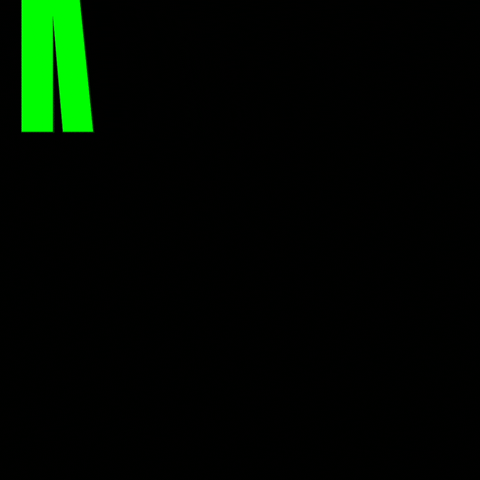 Text gif. Neon green letters fall in, reading, "Kosher, don't know her" against a black background.