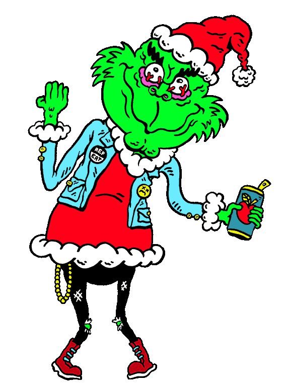 The Grinch Christmas Sticker by Russell Taysom