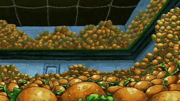 Squidward Bursting Out Of Krabby Patty Vault GIF