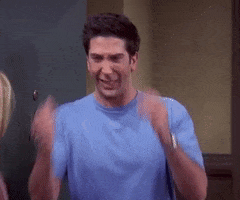 Friends gif. David Schwimmer as Ross frowns and screams as he puts his hands over his ears.