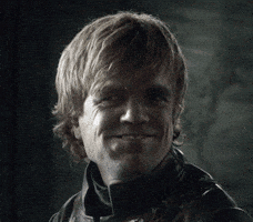 TV gif. Peter Dinklage as Tyrion in Game of Thrones. Tyrion gives a sly smile to us and raises his eyebrows. The only moving subject in the gif are his eyebrows, which move high into his forehead rapidly and endlessly.