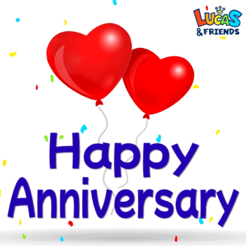 Happy Anniversary Celebration GIF by Lucas and Friends by RV AppStudios