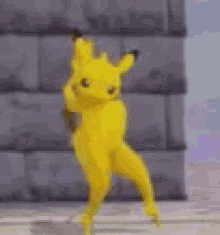 Video gif. Sexy Pikachu has long legs and is doing a sultry dance move. Flames fly out around them as they do a spin and end the pose with an arm in the air.