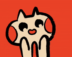 Cartoon gif. A Chibi cat resembling Pikachu smiles and waves its arms. Text, "Aww."