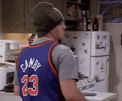 Friends gif. Matt Leblanc as Joey wears a beanie and a basketball jersey as he struts around trying to appear younger and more hip. Text, "That's whack. Playstation is whack. Sup with the wack, playstation, sup."